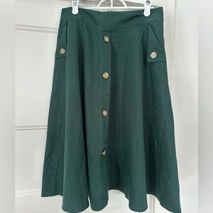 SHEIN Dark Green A-Line Skirt with Buttons